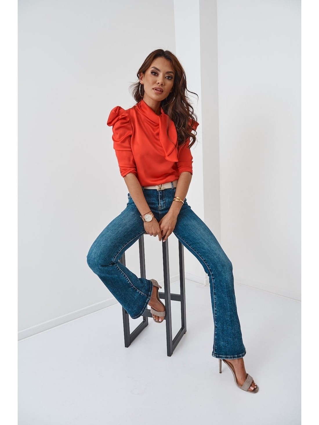 Pantaloni dama evazati din denim 96630 - Magazin online - Boutique